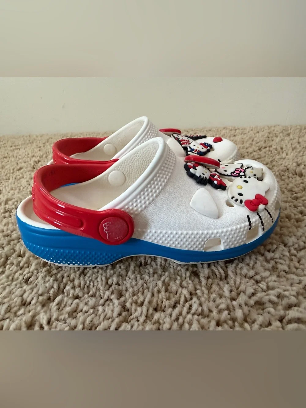Hello Kitty 50th Anniversary Red, White and Blue Kids Slip-On Crocs